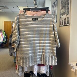 Onque Casuals Gray Striped Top